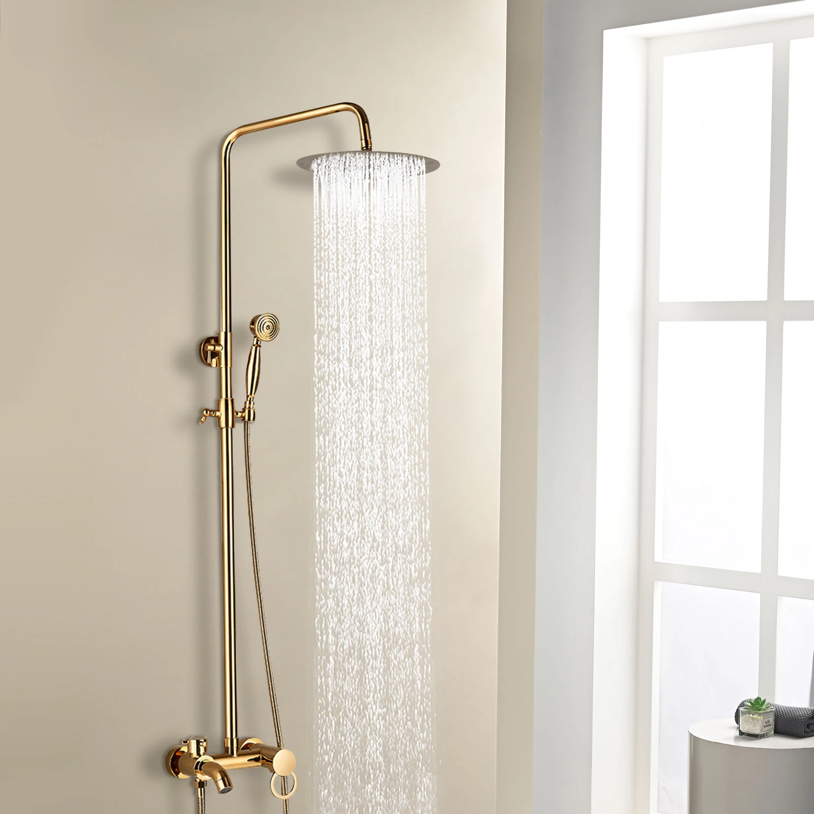 20CM Modern Style Shower Set Rain Shower Tap Set Shower Head with Hand Shower Wall Hanging Bathroom Shower System Tap 2