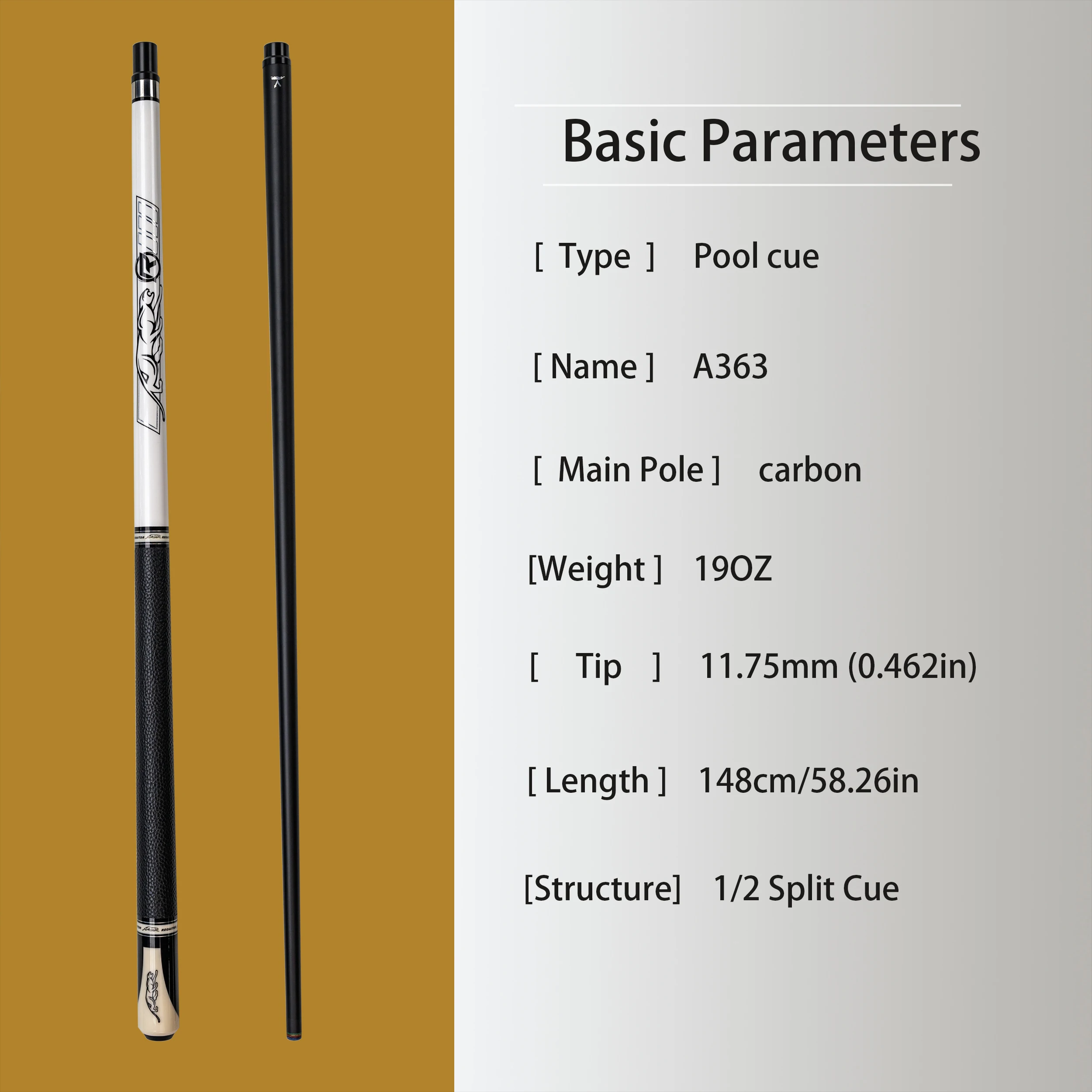 Advanced Technology Carbon Pool Cue 13mm Tip Portable Assembly Precision Shot Durable Design for American Billiards and Bar Pool