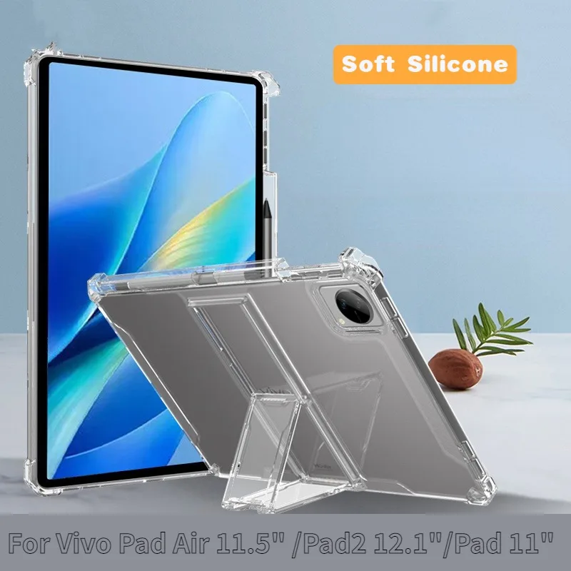 

Silicone Case For Vivo Pad Air 11.5" /Pad2 12.1"/Pad 11" Transparent Air-bags Invisible Stand Shockproof Cover With Pen Slot