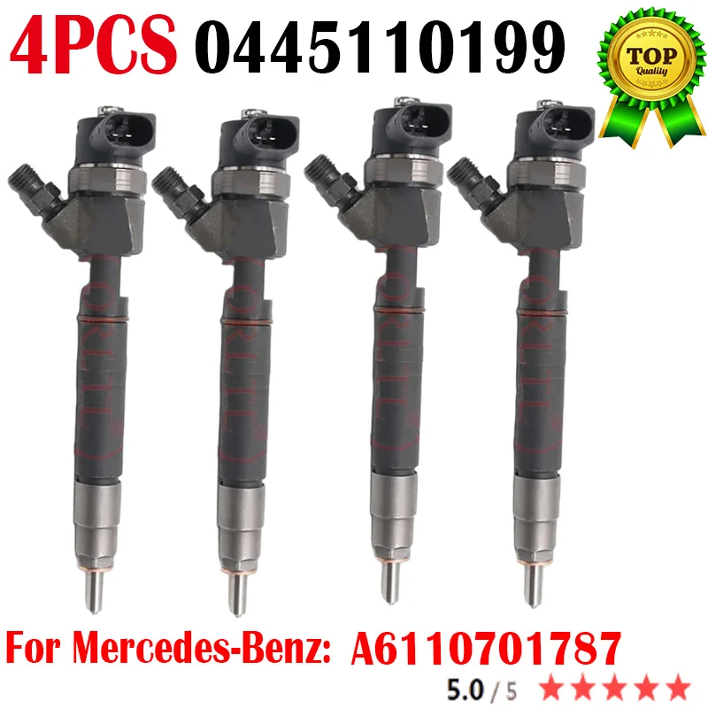 

4PCS NEW 0445110199 6110701787 A6110701787 Diesel Fuel Injector 0 445 110 199 0445110200 for Bosch Mercedes-Benz 0986435061