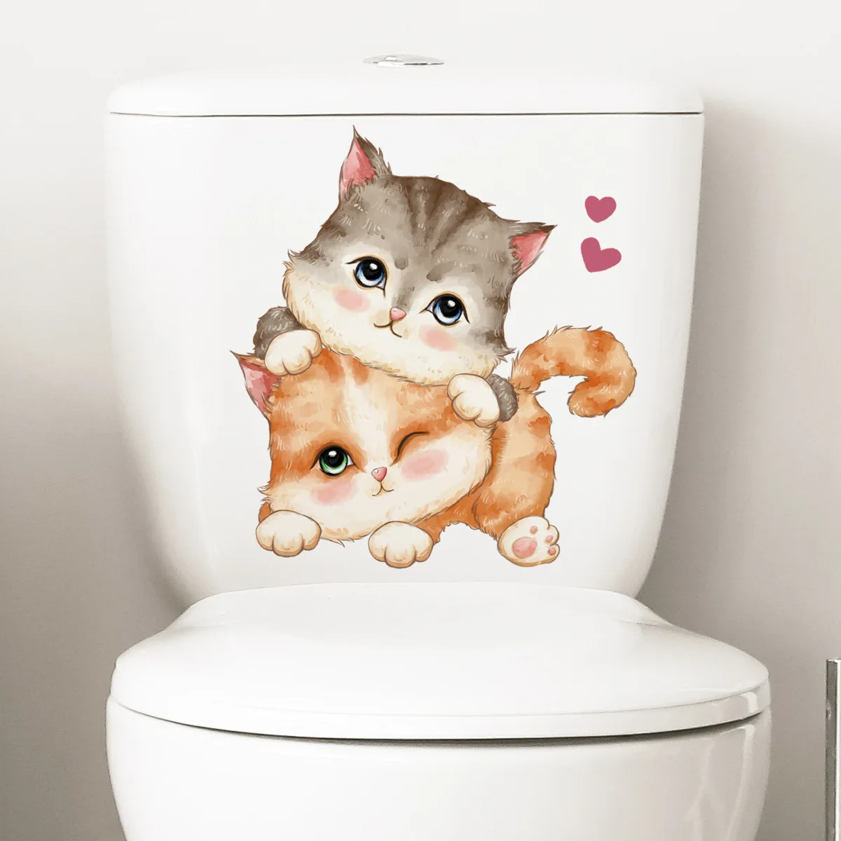 wedding decoration new resin bathroom five piece washing suit toilet household articles bath and wedding gifts 30*30cm Kitten Love Wall Stickers Kawaii Cartoon Animal Toilet Stickers Background Wall Toilet Decoration Wall Stickers Ms8413