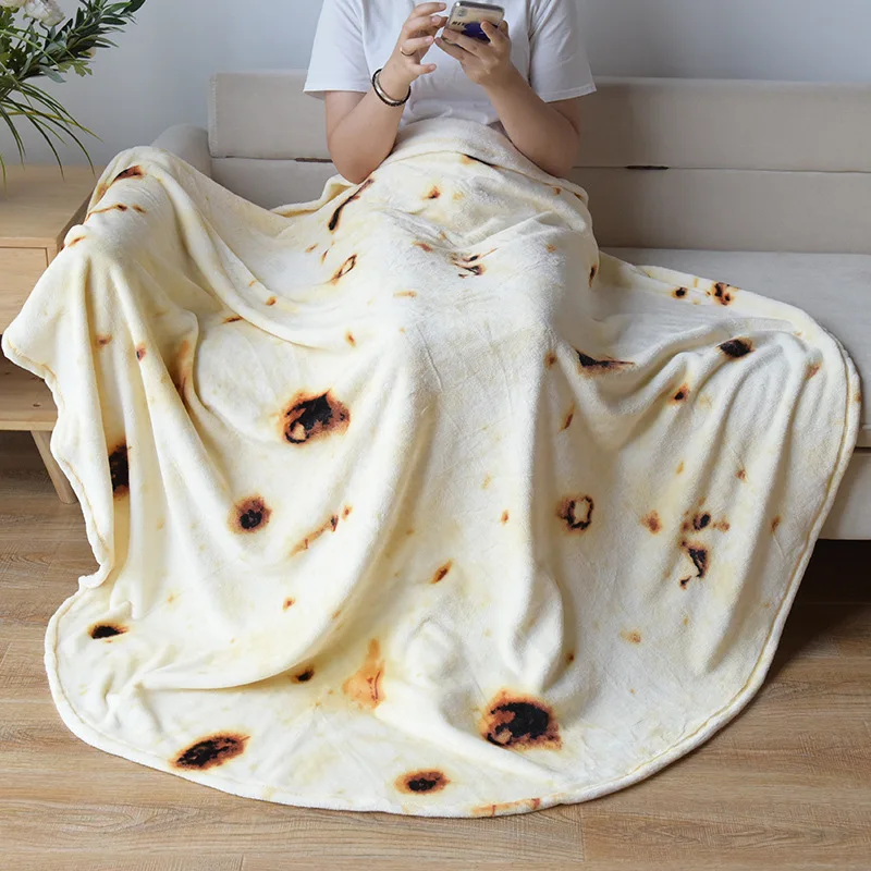 WASART Warm flannel tortilla blanket mexican pita lavash throw blanket for bed fleece sofa plaid bedspreads winter pizza blanket