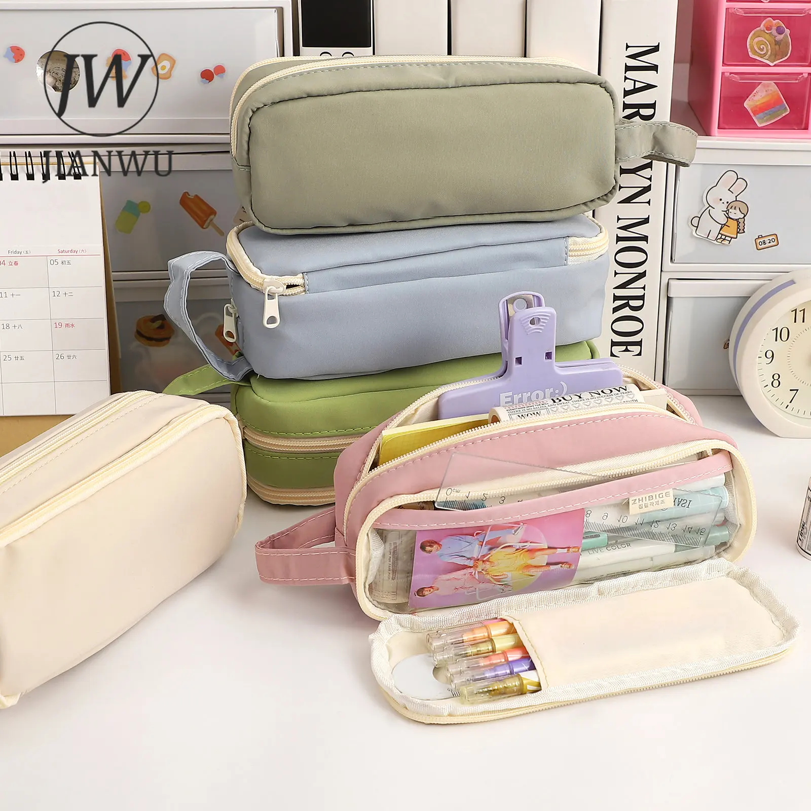 

JIANWU 1 шт. крем большой емкости Карандаш Чехол портативный Kawaii Холст сумка для хранения креативный канцелярские товары для школы Студенческие принадлежности
