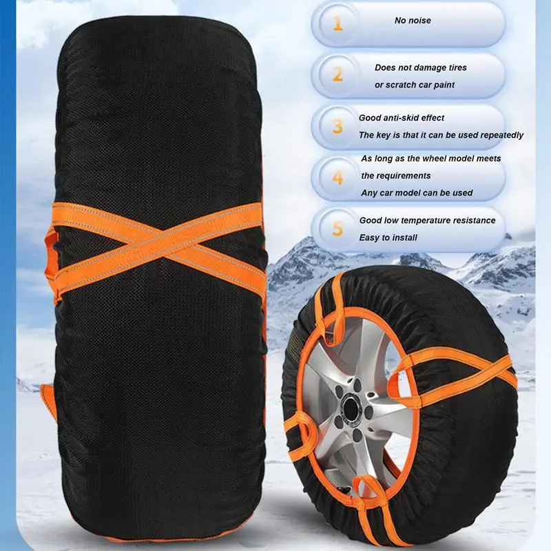Tire Socks for Snow Auto Tire Anti-Slip Cover Anti-Slip Cover with Reflective Warning Strips for RV SUV Truck Small Car