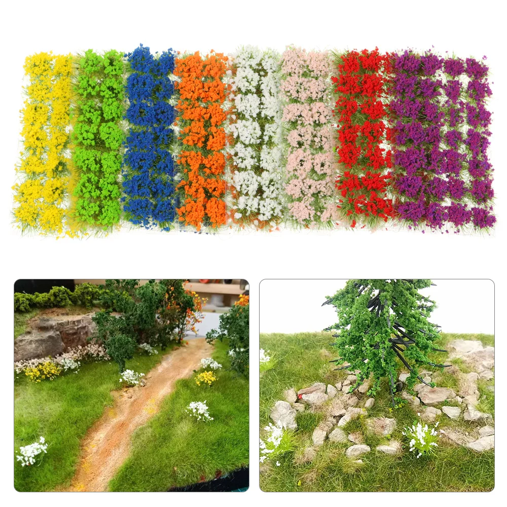 28PCS/Box Accessories Sandbox Game Scenery Wild Miniature Grass Model Scene Flower Cluster Simulation Terrain Production Artificial Plants Artificial Grass Mats