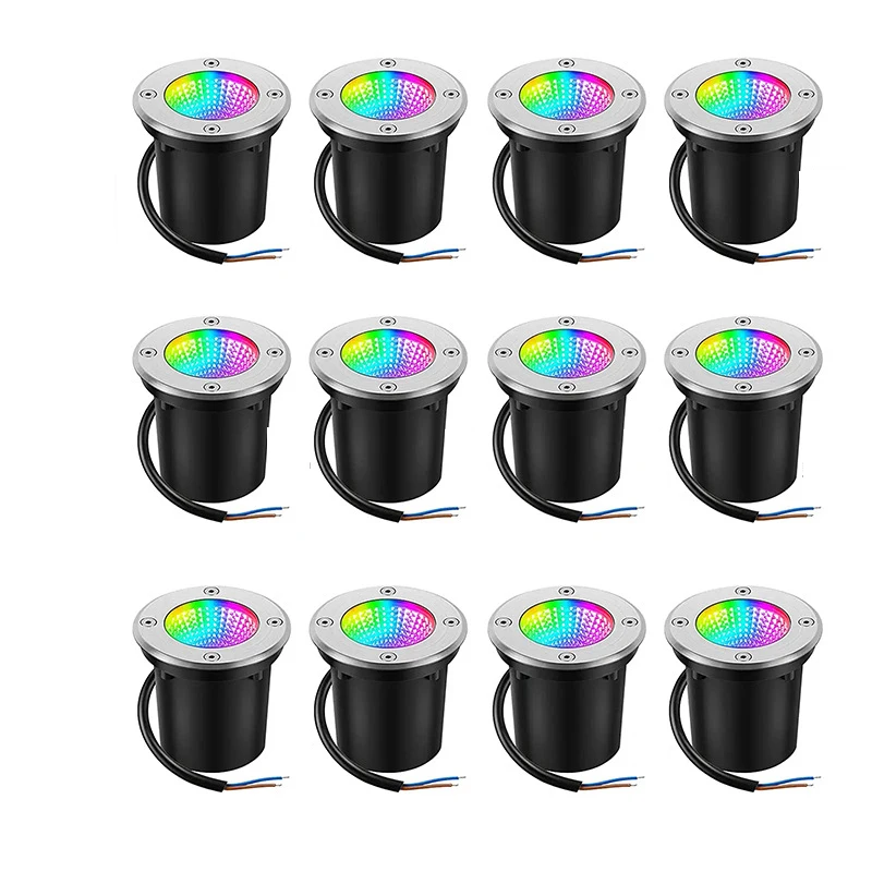 RGB Waterproof IP67 Underground Light 10W Floor Light Outdoor Landscape Lighting Garden Path Courtyard Steps Buried Light DC12V 10pcs lot g4 g9 led bulb ac dc12v 220v 3w 6w cob light replace halogen 30w 60w ultra bright chandelier lamps cold warm white