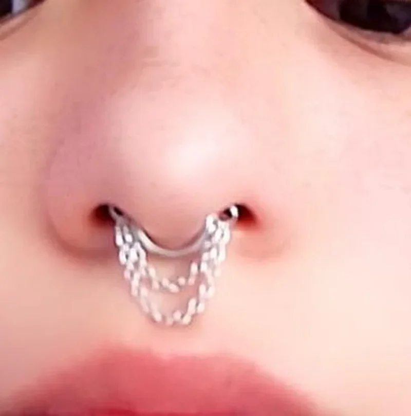 New Nose Piercing Ring Nase Cuff Septum Piercing Ring Titanium Steel Nariz Ear Cartilage Tragus Goth Piercings Nez Opal piercing jewelry,nose rings,body piercing jewelry,body jewelry