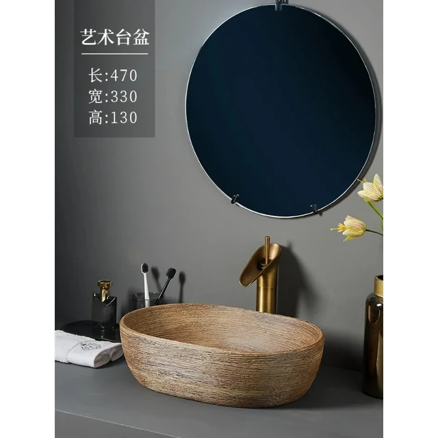 อ่างล้างหน้าเซรามิคอ่างล้างจานเคาน์เตอร์อ่างล้างหน้ารูปไข่ซักผ้าห้องน้ําอ่างล้างจาน GN679TB 6