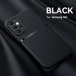 Leather Magnetic Phone Case with Silicone Protective Cover for Samsung Galaxy A52 5G (Black)