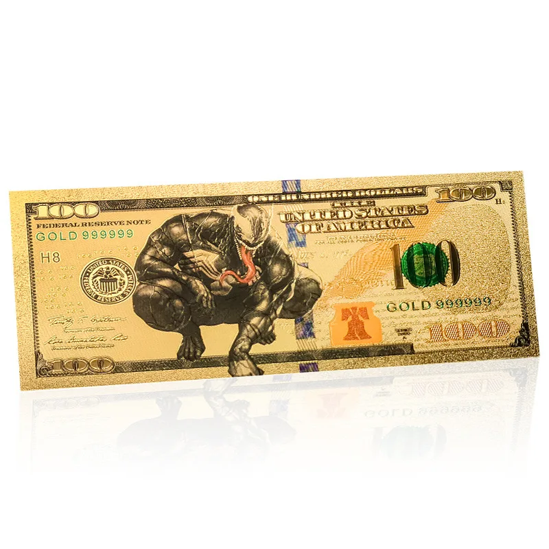 10pcs/lot New Superhero Movie Banknote America Hero Banknote in Gold Plated For Gift