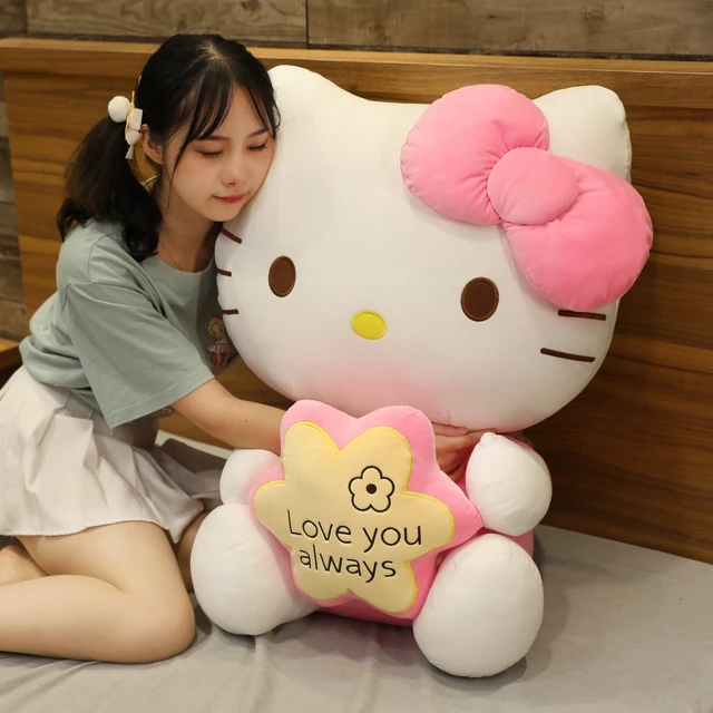 Giant Hello Kitty Plush SANRIO Kawaii Room Decor Cute Anime KT Cat Stuffed  Dolls Soft Hellokitty Peluche Toys for Girls - AliExpress