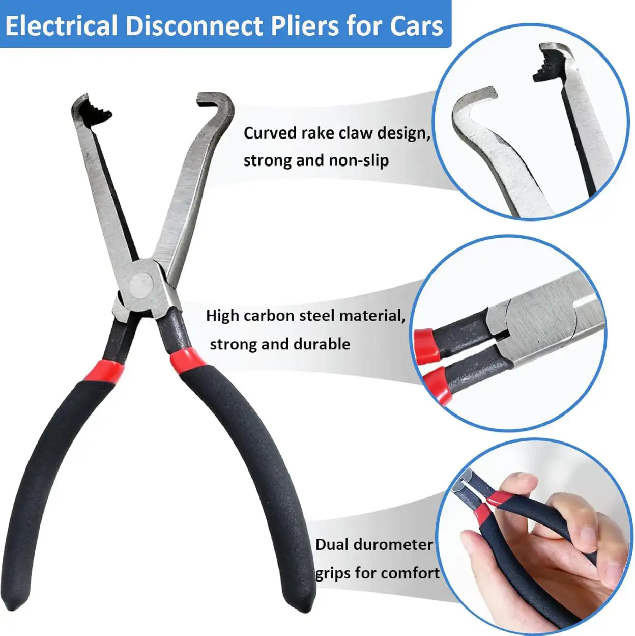 Car Hose Clamp Pliers 60 Degree - Electrical Disconnect Tool For Fuel Line & Push Tab Connectors