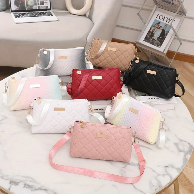 New stylish simple versatile small square bag solid color shoulder messenger bag fashionable exquisite small underarm bag travel