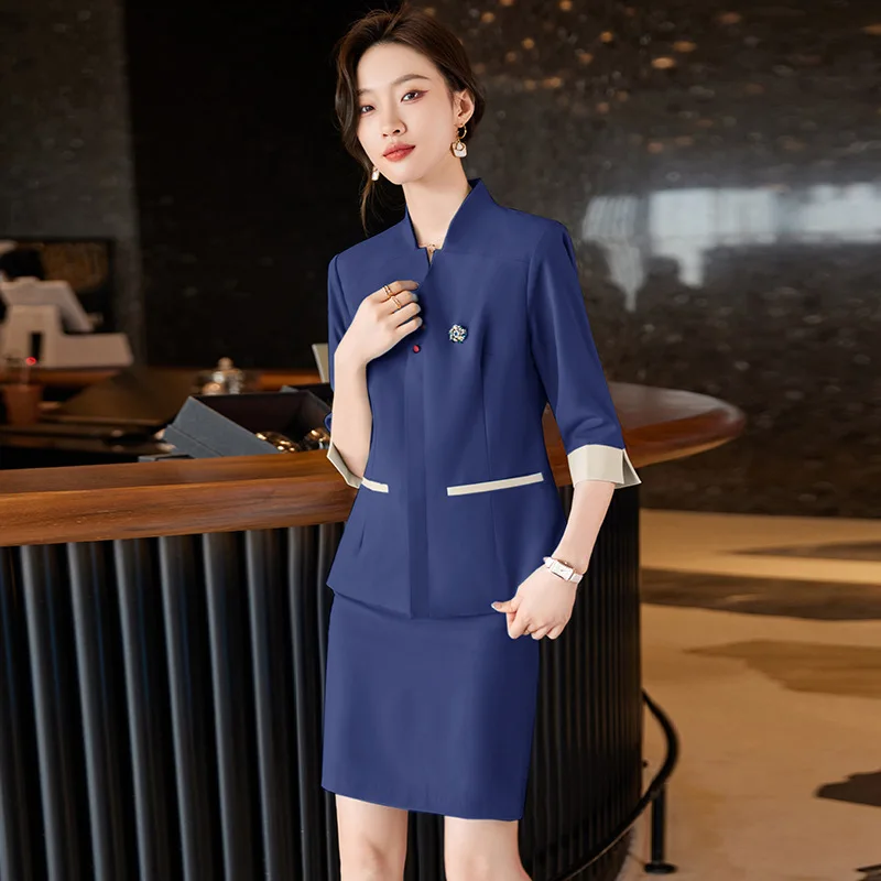 

Light Luxury High-End Beauty Salon Female Pavilion of Regimen Summer Coffee Shop Hotel Catering Waiter Front Stage Work Wear Clo