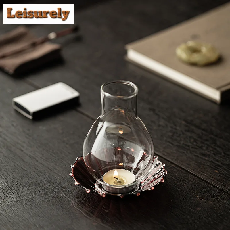 Flower Language Glass Candle Holder Antique Scented Aromatic Candles Candle Lights Teaset Room Decor Accessories Decoration Gift