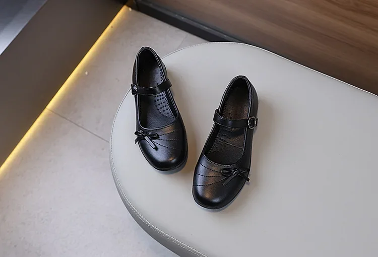 JGSHOWKITO Klassische Kinder-Lederschuhe Lässige Schwarze Schleife Schul-Mary-Jane-Schuhe für Mädchen Alltags- und Auftrittsschuhe Kinder-Uniformschuhe – Detail 4