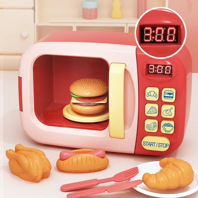 

Children Kitchen Toys Pretend Play Simulation Mini Microwave Oven Cutting Food Role Play Game Educational Toy for Children Girls