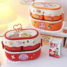 Portable Kawaii Lunch Box For Girls School Kids Plastic Picnic Bento Box Microwave Food Box With Compartments Storage Containers