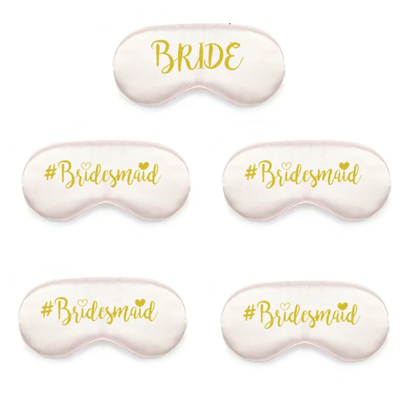 

New 5pcs/set Bride Bridesmaid Sleep Mask Wedding Engagement Bachelorette Hen Night Party Bridal Shower Newlywed Decoration Gift