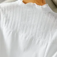 French Retro White Blouse: Floral Jacquard Notch Collar Oversized Shirt for Women, Korean Style Breathable Plus Size Top - Image 5