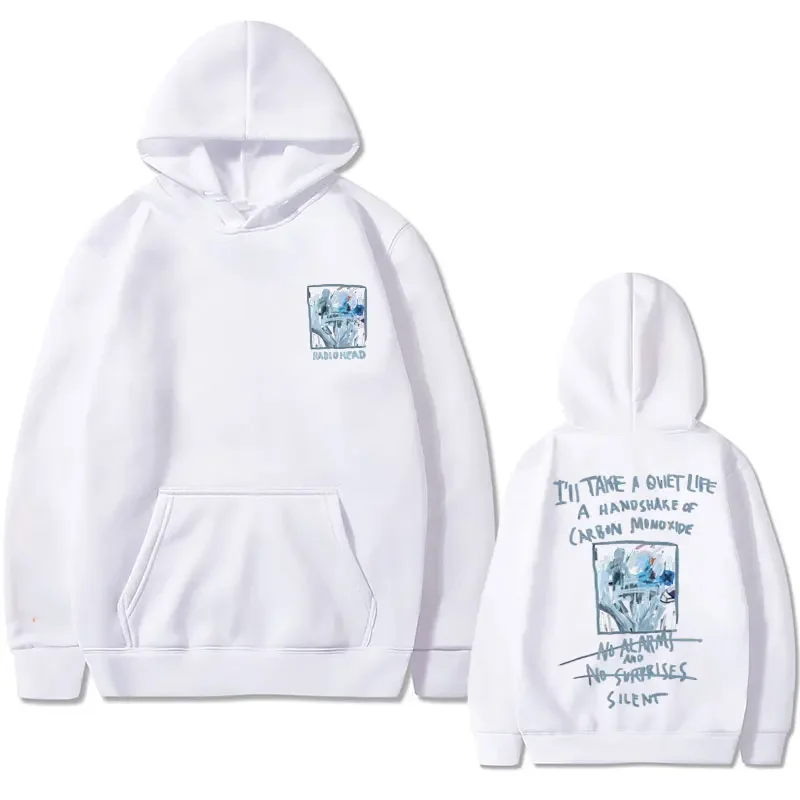 British Rock Band Radiohead No Suprises Lyrics OK Computer Music Album Print Hoodie Men Women Vintage Oversized Hoody Sweatshirt