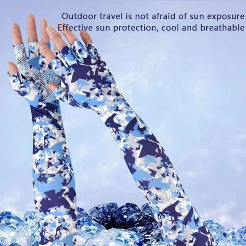 

Солнцезащитные перчатки, рукава для рук, летние шелковые рукава, Нескользящие рукава для вождения и езды на рыбалке и льду, перчатки с полупальцами