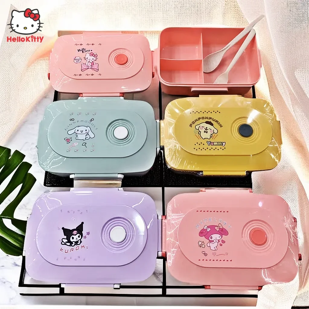 

Miniso Anime Hello Kitty Portable Lunch Box Kawaii My Melody Kuromi Cinnamoroll Student Microwave Bento Box Food Container Gifts