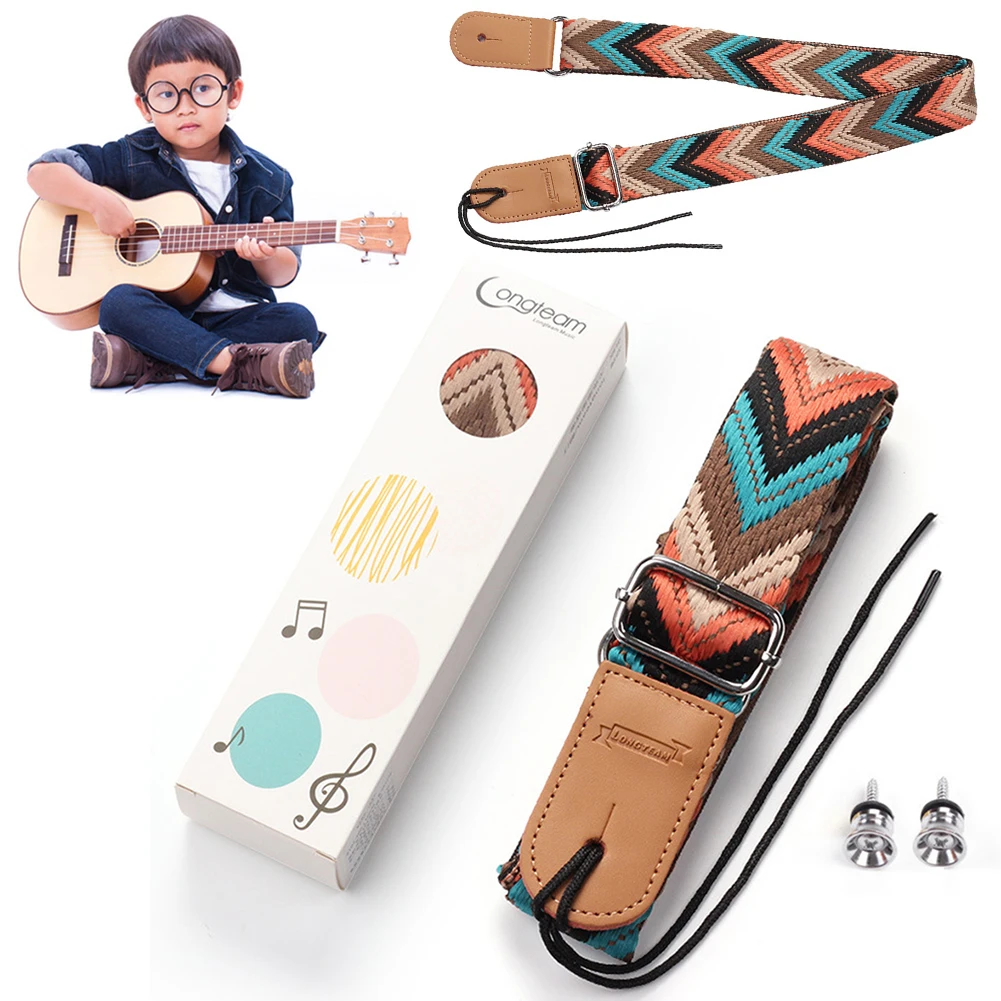 다색 우쿨렐레 스트랩 클래식 기타 만돌린 밴조용 조절 가능한 레트로 기타 스트랩