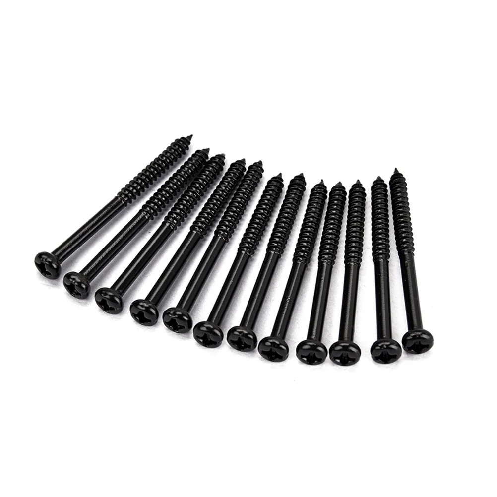 

12 Pcs Bass Pickup Mounting Screws Instrument Accessory for PB 90 Pickups(Black)