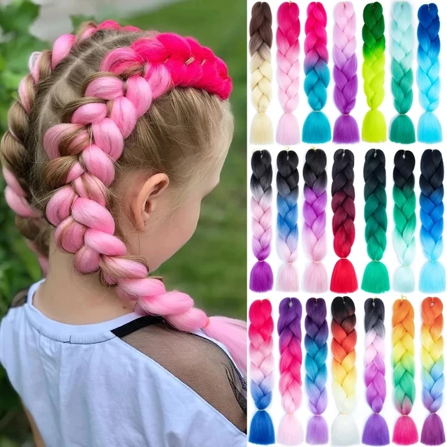 Braid Hair Blonde Pink Purple  Ombre Purple Jumbo Braid Hair -  24”synthetic Braiding - Aliexpress