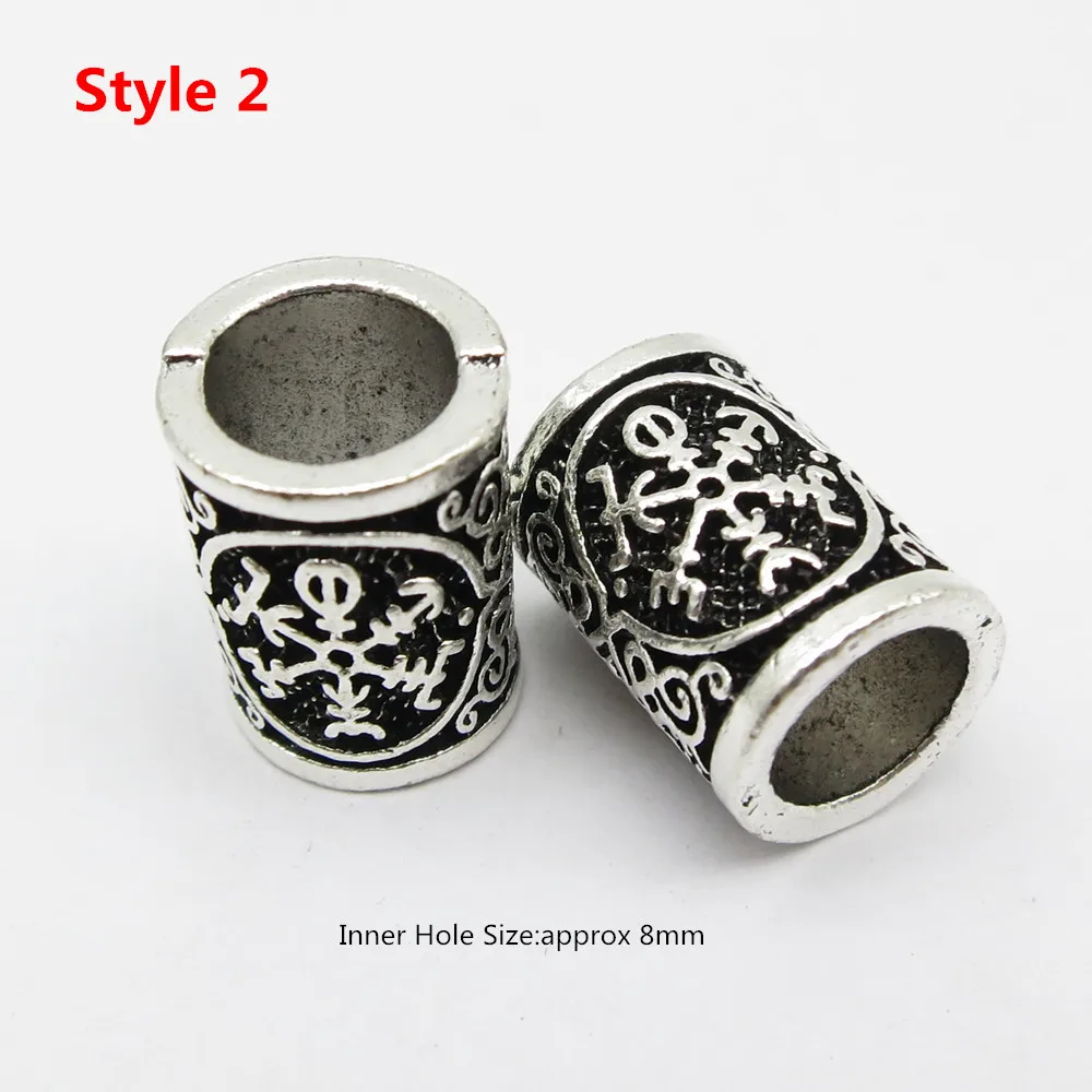 5pcs/2pcs Big Hole Rune Metal Viking Jewelry Beads For Hair Beard Dreadlock Braid hair braid accessories ring beads ring beads hair extensions tools For men women Hair Accessories