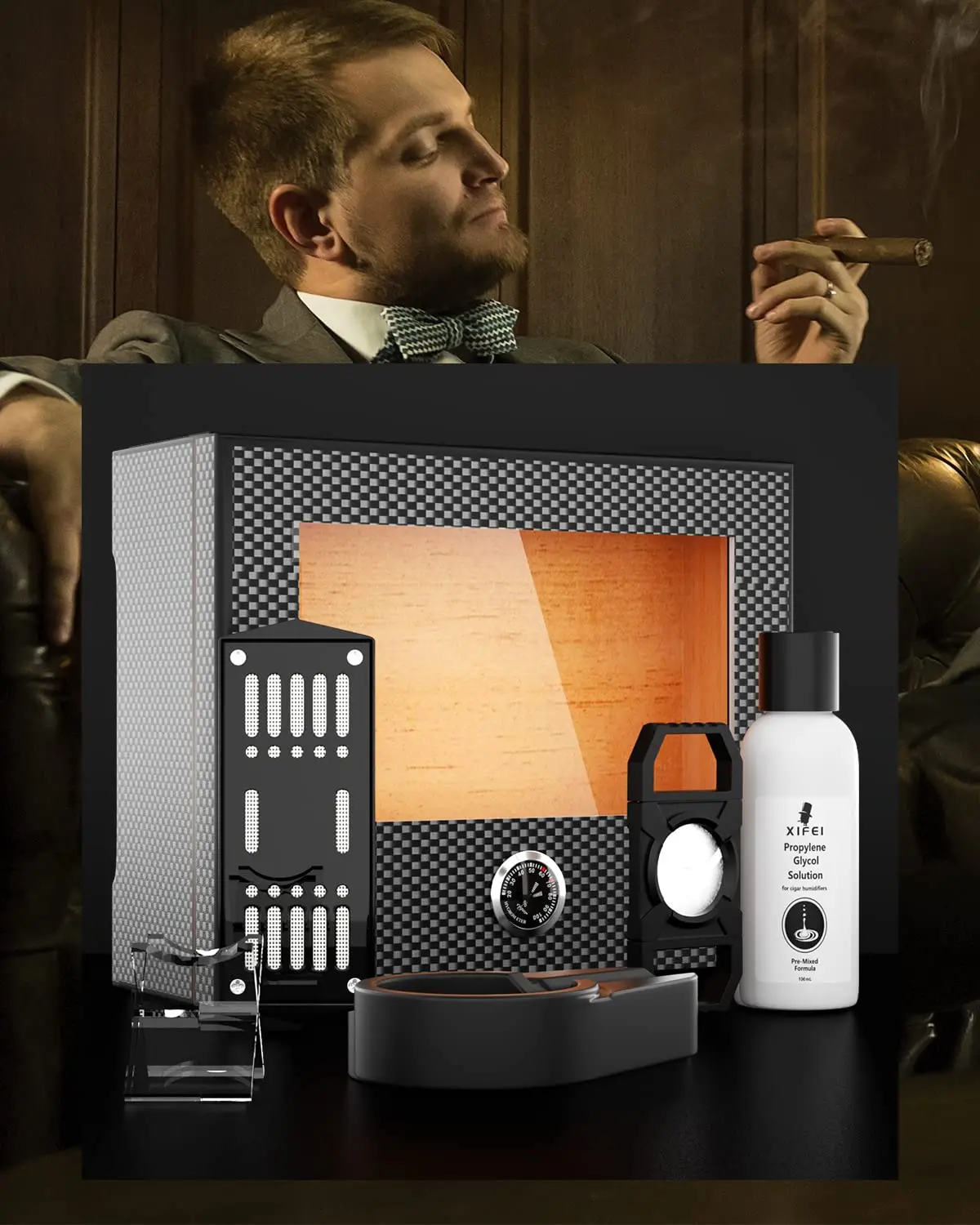 XIFEI Cigar Humidor with Front Digital Hygrometer The Humidor Depot
