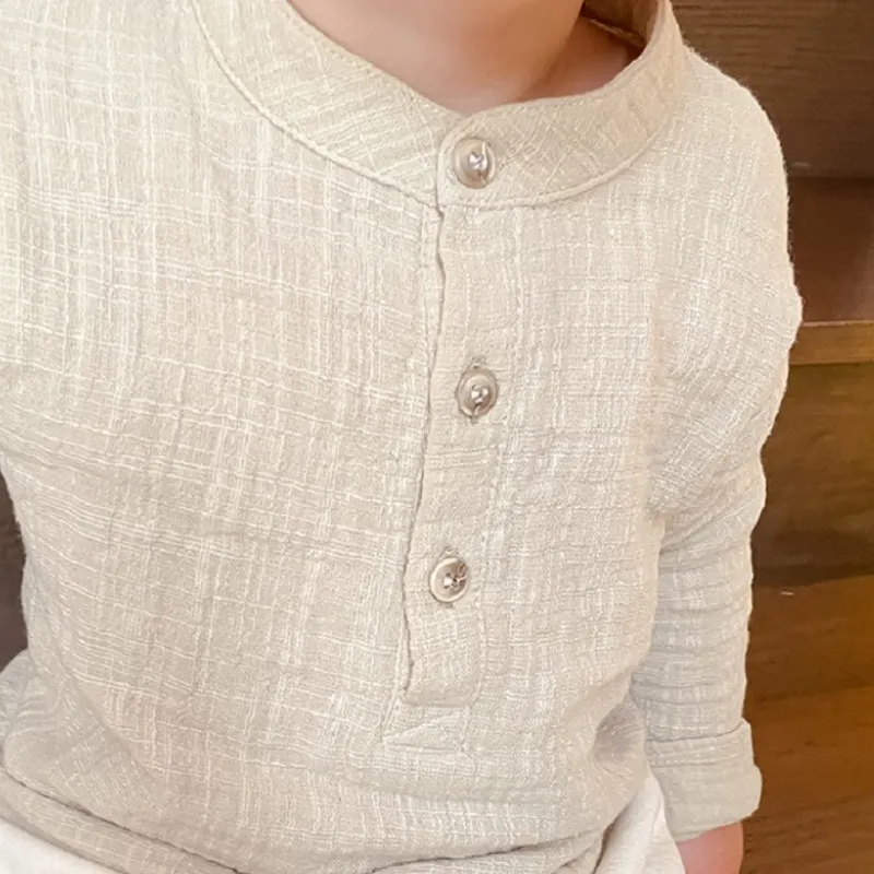 Fashion Baby Boy Cotton Shirt Long Sleeve Infant Toddler Child Button Shirt Casual Outfit Spring Autumn Baby Clothes 1-5Y