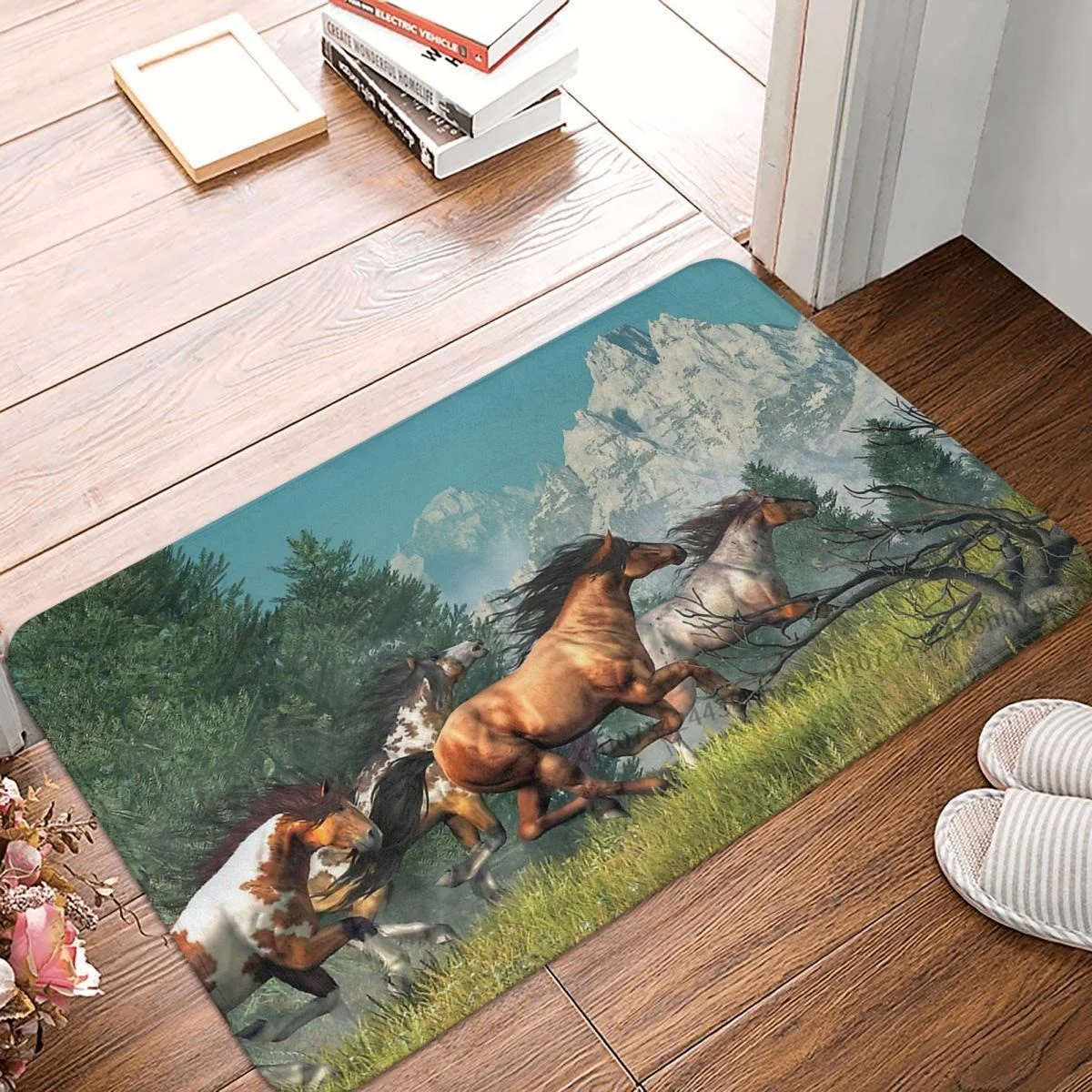 Galoppo Horse Run Rapidamente Zerbino Antiscivolo Cool Horse Bath Kitchen Mat Tappeto Di Benvenuto Home Modern Decor