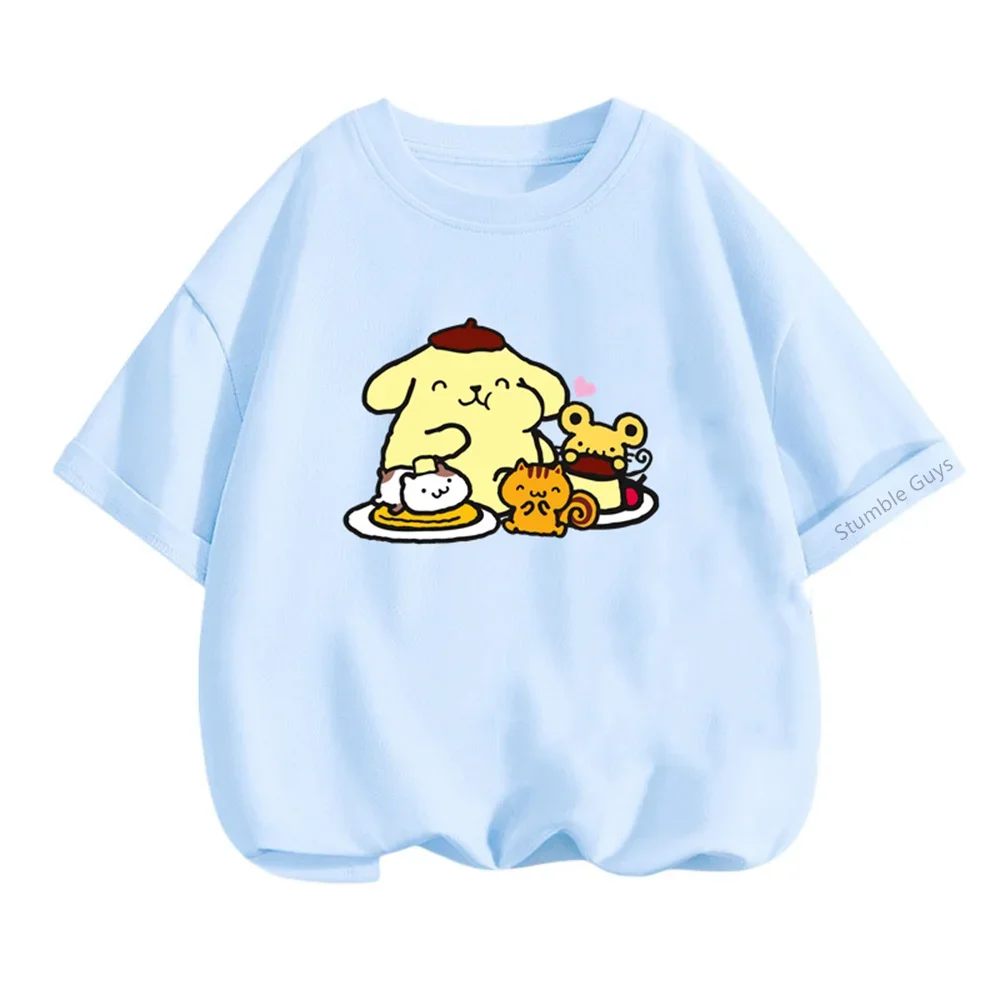 Pom Pom Purin Tshirt Set Kids Cartoon Casual Summer Teen Short-sleeved Girls T-shirt Men Clothes Boys Hello Kitty Clothing 3