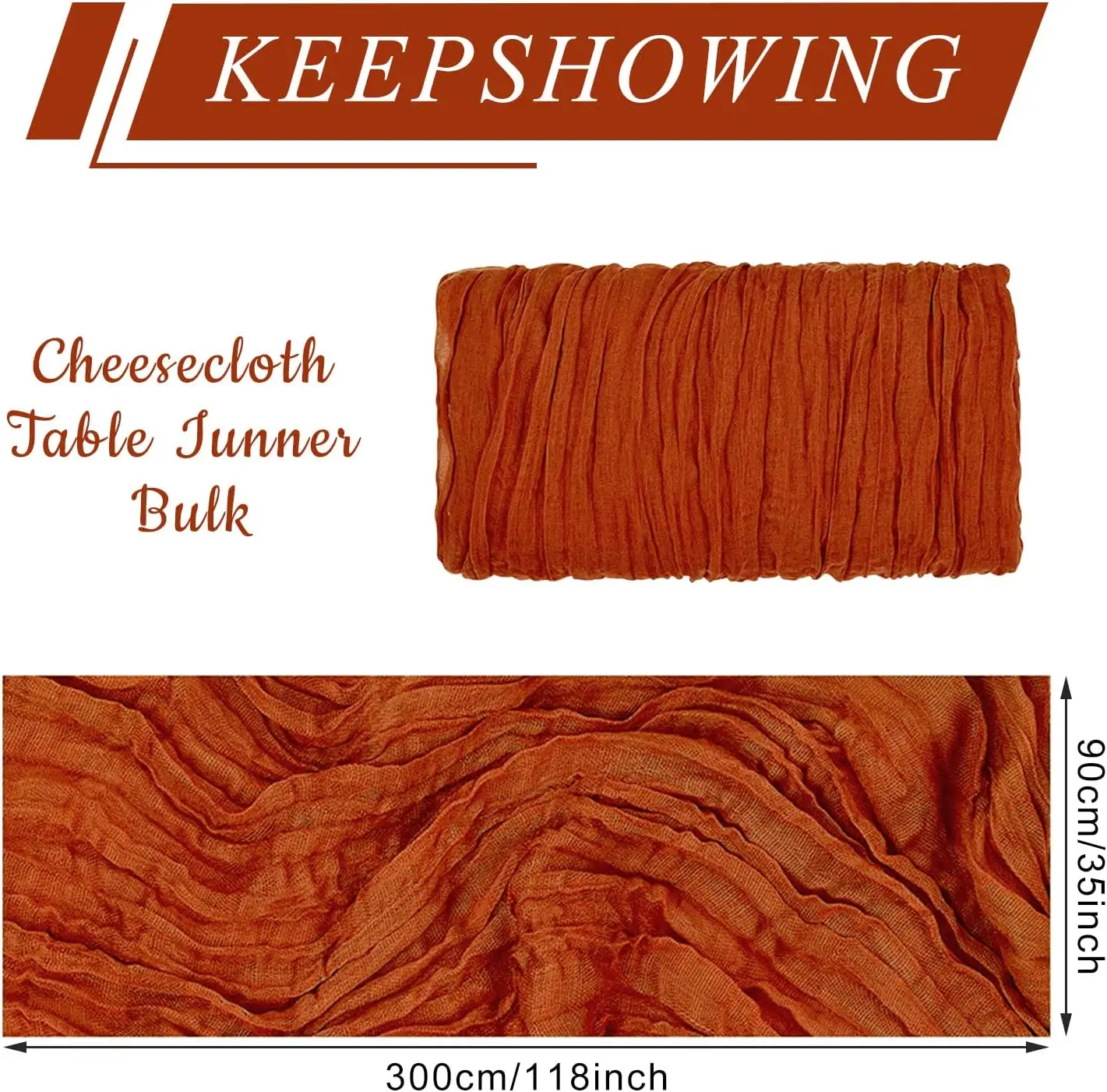 120 inch Christmas  Cheesecloth Table Runner Terracotta Boho Romantic Gauze Table Runner for Wedding Christmas Decoration