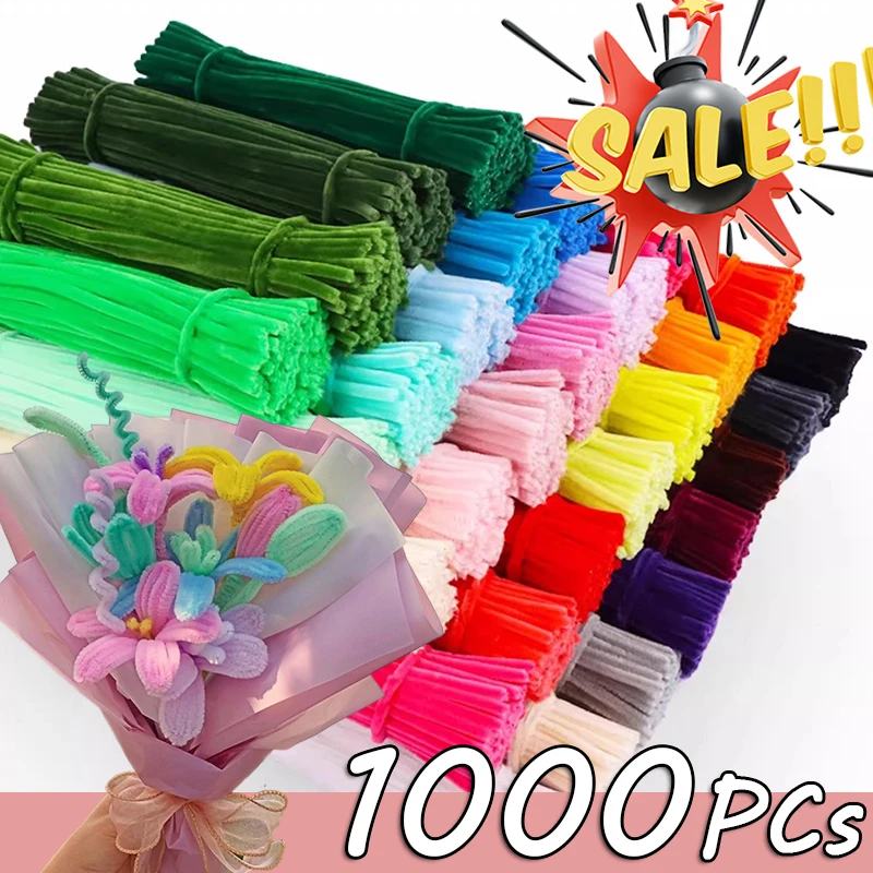 Chenille Rod Pipe Creative DIY Plush Wires Twist Stick Hair Strip Kids Flower Handmade Educational Toy 100~1000Pcs