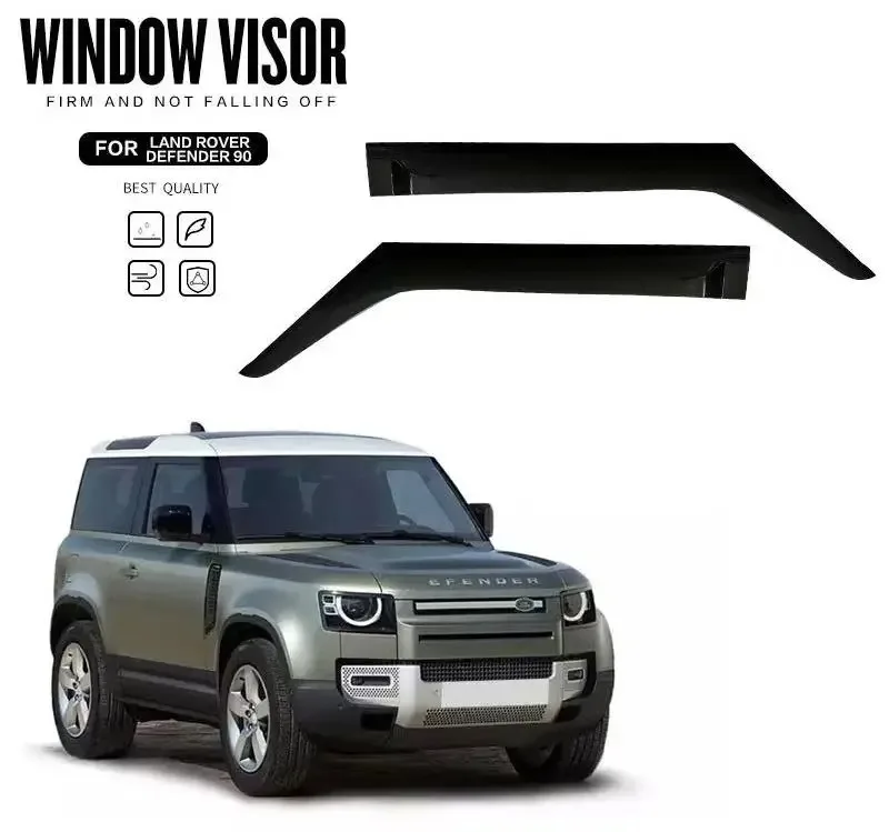 Black Exterior Window Visors Rain Sun Deflector For Land Rover Defender 90 110-Visor Guard Cover ABS Car Accessories