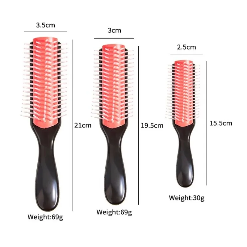 9줄 디탱글링 헤어 브러쉬 두피 마사지 웻앤드라이 빗, 곱슬머리와 직모용, 여성 남성 살롱용 덴먼 스타일 디탱글러
