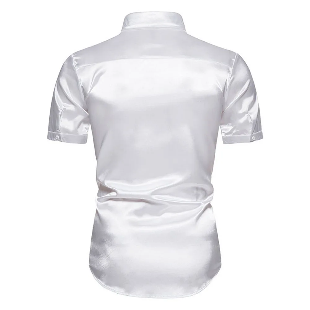 

Dress Men Shirt Daily Holiday Silk Slight Stretch Solid Color Summer Tuxedo Wedding Prom Lapel Like Satin Comfy