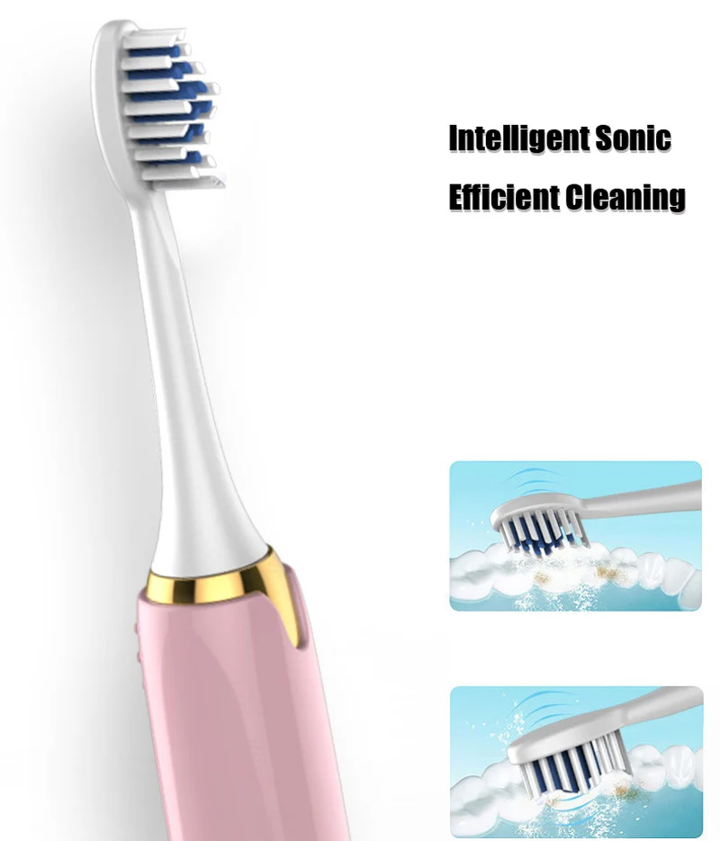 Description Picture 2 of itemNew Smart Electric Toothbrush USB Rechargeable Teeth Clean Whitening Sonic Toothbrush Timing Tooth Brush With Replacement Heads