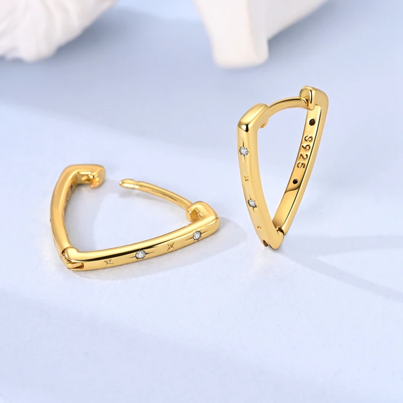 925er Sterlingsilber, modisches Gold, großer Kreis, Doppelohrringe, klassisch vergoldet, Herz-Creolen, Schmuck, Geschenk für Frauen – Detail 39