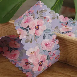 Pink Wave Edge Floral Ribbon - 5 Yards, 38mm for Hair Bows & DIY Crafts (002 Wavy Edge)