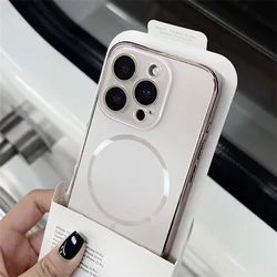 Luxury Frosted Crystal Lens Glass Case with Magnetic Wireless Charging Cover - iPhone 12 Pro (Gold)