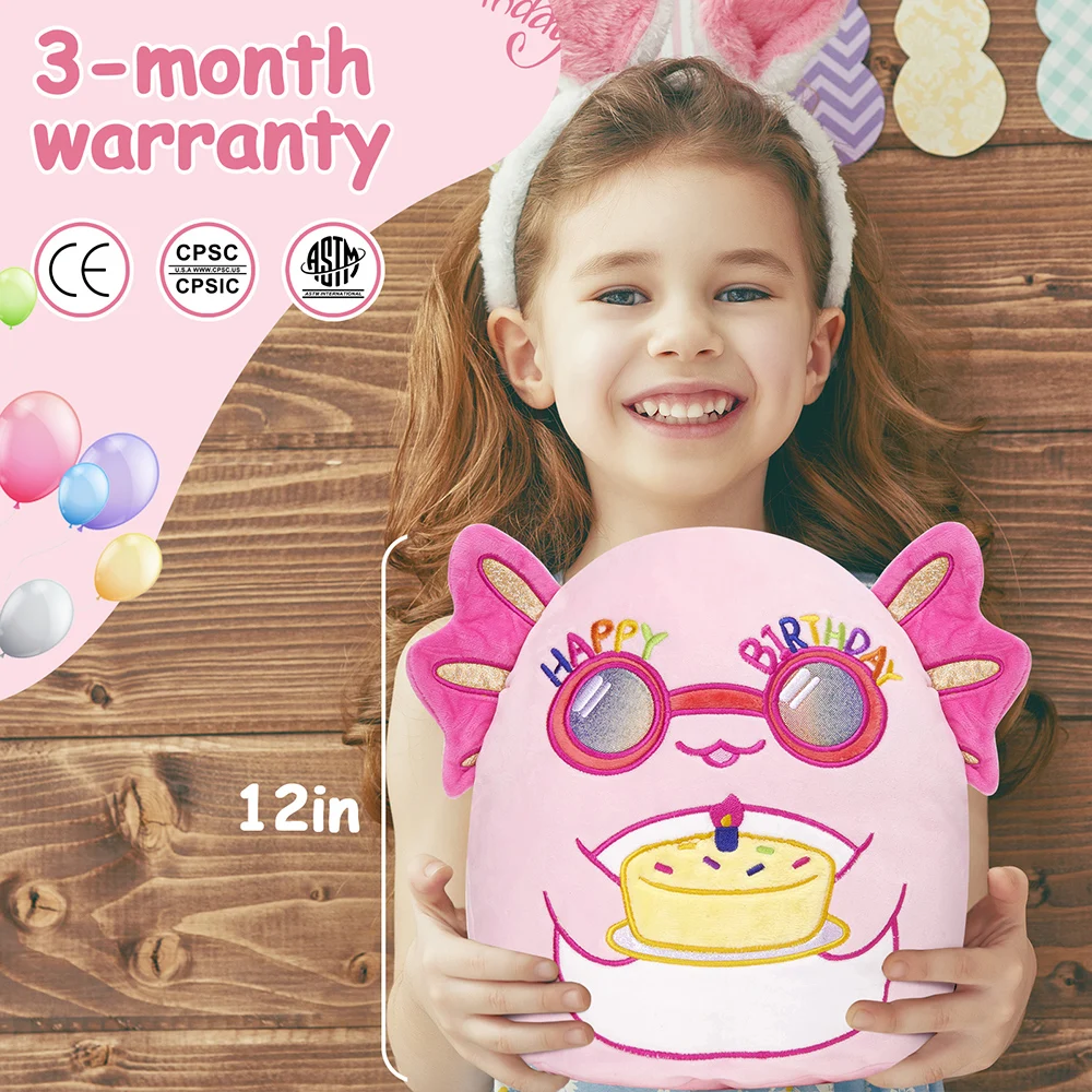 Glow Guards Axolotl Doll Toys Pink Soft Throw Pillows Sleeping Stuffed Animals Doll Cake Celebration Birthday Gift for Girls 5