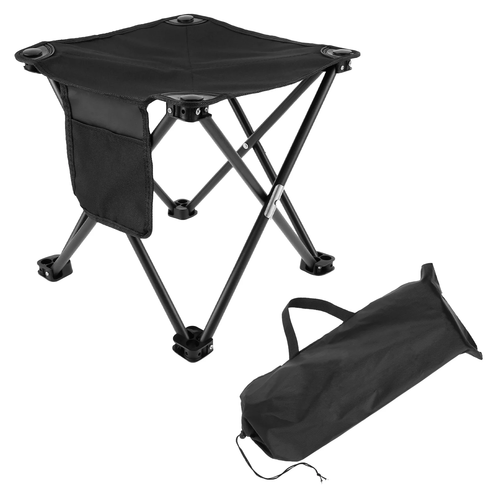 Outdoor Portable Folding Stool Oxford Cloth Folding Camping Stool With Side Pocket Hiking Beach Travel Picnic Fishing Seat Tools