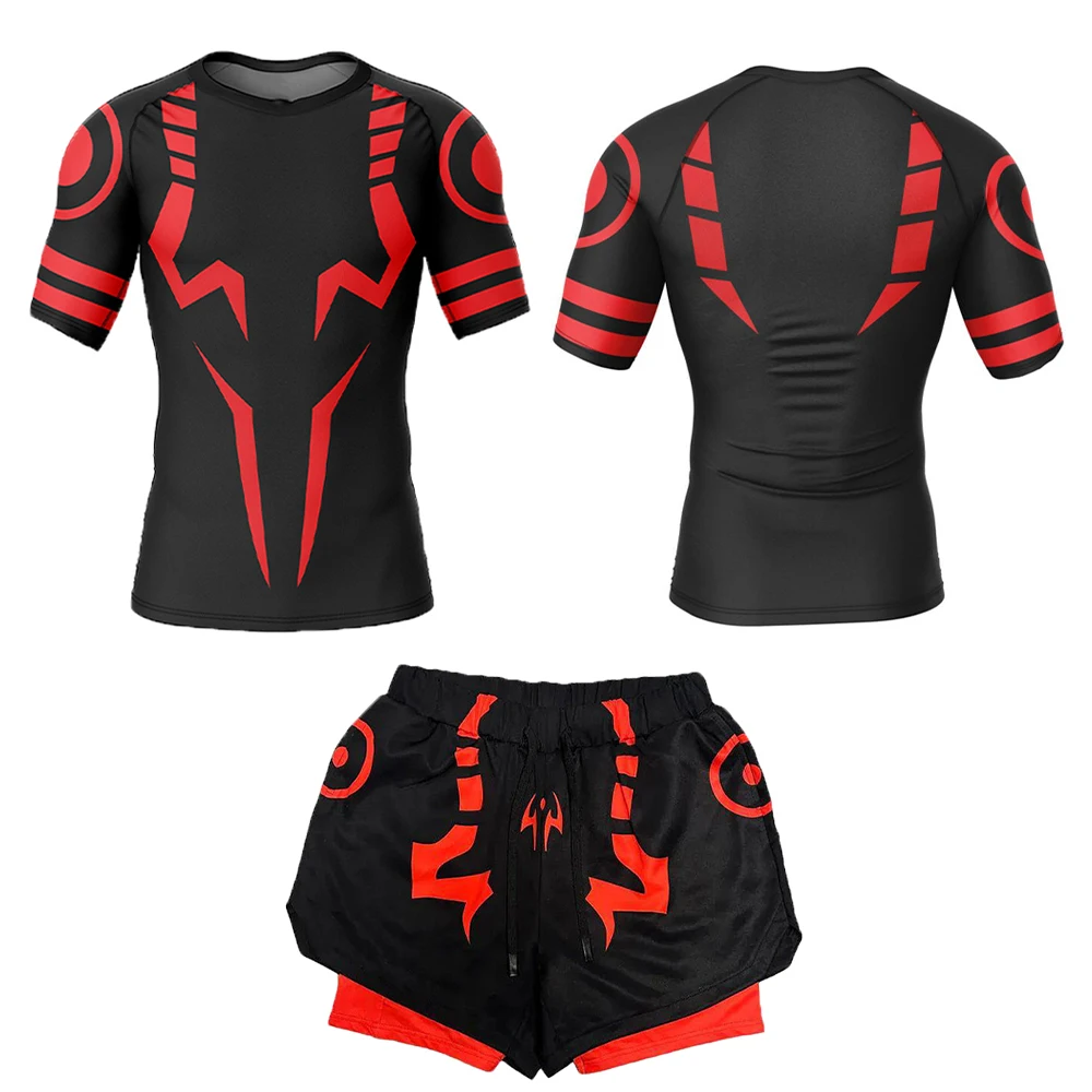 Anime Jujutsu Kaisen Compression Set for Men 3d Printed Compression Shirt+2 In 1 Double Layer Pants Workout Gym Performance Suit sports suit