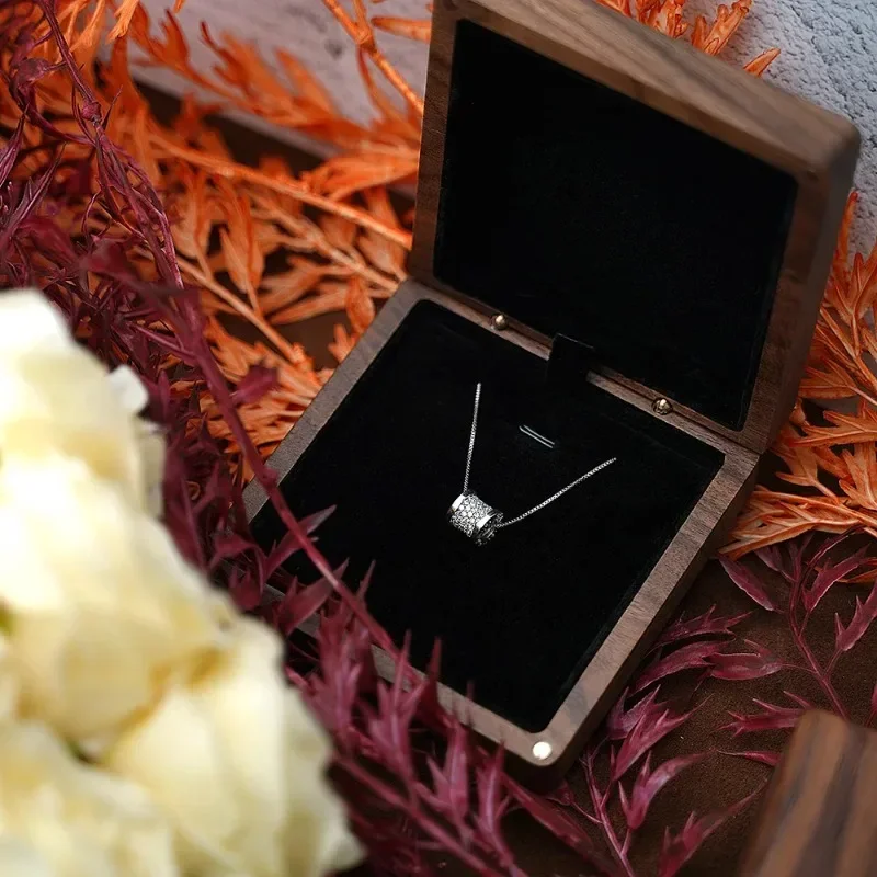 1PCS Free Personalized Custom Engraving LOGO Necklace Wood Box Jewelry Display Stand Bracelet Stand Wooden Necklaces Easel Box 2