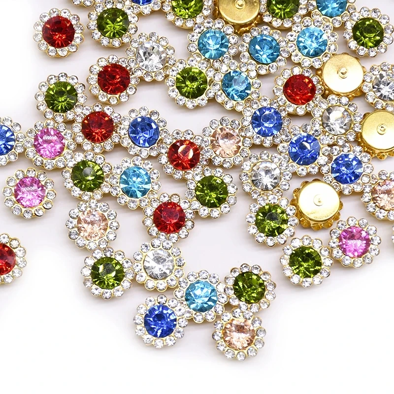 100 Claw Cup Glass Rhinestones Strass Shiny Crystals Stones Trim Gold Base Sew on Rhinestones For Clothes DIY Sewing Accessories