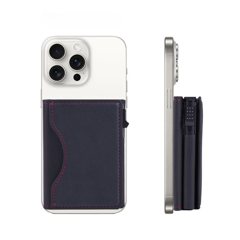 Luxury Magnetic Elastic Leather Wallet Card Holder with Card Slots